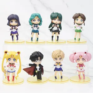 2022 yeni 8 adet set 9cm Sailor Moon şekil setleri Sailor Mars heykelcik bebek sailor moon anime figürü PVC oyuncak hediye için