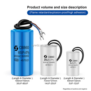 Cbb60 450V động cơ chạy tụ điện loạt máy bơm nước khởi động tụ điện bắt đầu động cơ chạy 450vac 3UF-80uF - Product Image 4