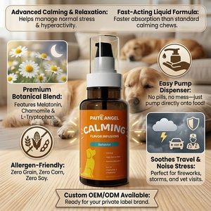 Suplemento Líquido Calmante para Mascotas al por Mayor OEM/ODM, para Aliviar el Estrés en Perros con Melatonina y L-Triptófano - Product Image 1