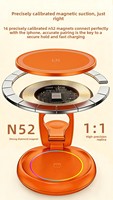 Stasiun Pengisian Daya Nirkabel 3-in-1 Cepat, Logam Magnetik, Lipat, Putar, untuk Ponsel, Jam Tangan, Earphone, Penggunaan di Meja, Warna Oranye
