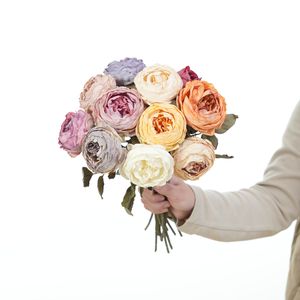 10 باقات بالجملة من زهور الفاوانيا الاصطناعية للخريف، مقاومة للماء والأشعة فوق البنفسجية، مناسبة لعيد الأم وعيد الميلاد - Product Image 2