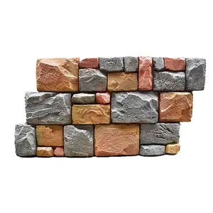 Fashion PU artificial stone wall panel FPC castle stone exterior wall cladding city wall stone for villa