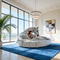 Cama de Peluche Gigante con Forma de Caballo, Sillón Puff Extra Grande con Forma de Animal, Sofá de Piel Sintética Gris de Lujo, Muebles Modernos Decorativos para el Hogar