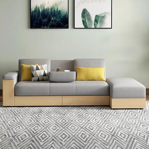 <span class=keywords><strong>Canapé</strong></span>-lit sectionnel <span class=keywords><strong>convertible</strong></span> moderne <span class=keywords><strong>avec</strong></span> rangement, chaise longue rectangulaire, tiroir coulissant, porte-gobelets, pour petit salon - Product Image 4