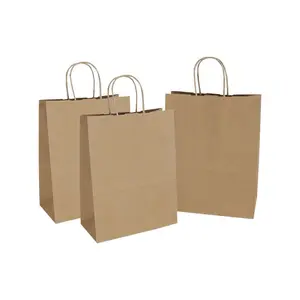 공장 가격 120gsm 재활용 크래프트 종이 가방 선물 쇼핑 포장 크래프트 종이 가방 손잡이와 주문 수락