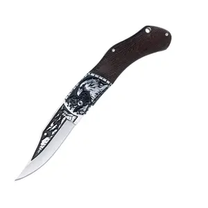 Neues Design Eagle Patten Camping Klappt aschen messer Personal isiertes EDC Holzgriff Outdoor-Messer