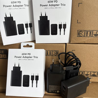 Cargador de Pared Superrápido de Alta Calidad PD 65W+25W+15W con 3 Puertos para Samsung Galaxy S23 S24 S25 S26, Adaptador de Corriente USB-C Trio de 65W