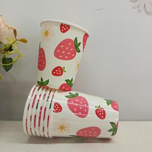 Juego de Vajilla Desechable DAMAI con Tema de Frutas, Platos, Vasos y Servilletas de Papel Color Rosa Fresa para Fiesta de Cumpleaños, Artículos para Fiesta - Product Image 5