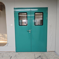 Porte de salle blanche à double battant ISO pour laboratoire et hôpital, en acier galvanisé coupe-feu et étanche à l'air, pour salle blanche industrielle