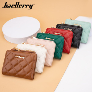 Baellerry Women's Short Wallet Pink Quilted Stitching Zipper Coin <b>Purse</b> Multifunctional Everyday Use - Product Image 4