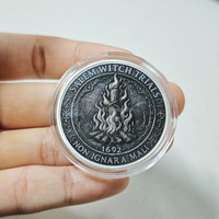 Livraison rapide, pièce de monnaie plaquée commémorative personnalisée des procès des sorcières de Salem, collection de souvenirs