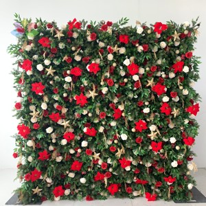 Arco Floreale Artificiale <span class=keywords><strong>Rosso</strong></span> e Oro per Natale, Muro Floreale con <span class=keywords><strong>Pino</strong></span> Verde e Rose Rosse per Decorazioni di Feste, Matrimoni ed Eventi - Product Image 4
