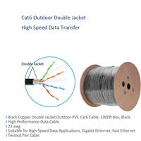 Kabel Cat6 UTP PVC/PE/LSZH Berjaket Ganda Tembaga untuk Luar Ruangan 1000ft dalam Kotak Bersertifikasi CE dengan Pelindung Aluminium Foil untuk Data Kecepatan Tinggi