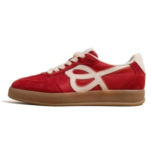 รองเท้าหนังแท้สีแดงสไตล์เรโทรสำหรับ <span class=keywords><strong>Dr</strong></span> for Shoes คอลเลคชั่นฤดูใบไม้ผลิ 2025 รุ่นใหม่ พื้นหนาเพิ่มความสูง รองเท้าผ้าใบแฟชั่นลำลองแบบตาข่ายสีพื้น - Product Image 1