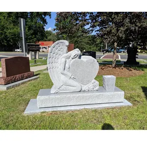 ドイツ墓地子カウント白い花崗岩の墓石大理石の墓石守護天使の心の記念碑と墓石