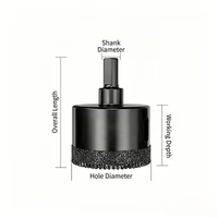 PMS 20-60MM Fraise à changement rapide finition oxyde noir pour diamant, ouvre-carreaux, perforateur de carreaux, foret pour verre et pierre, pour perçage à sec de trous à dents de scie