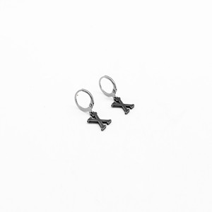 yunnique Retro Titanium Steel X-Shaped Hoop <b>Earrings</b> Letter Design Geometric <b>Studs</b> For Women Fashion Jewelry - Product Image 2