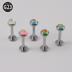 Joyería de Titanio G23 para Piercing con Ópalo, ASTM F136 |   Pendientes de rosca interna y anillos para labios con parte trasera plana al por mayor - Product Image 5
