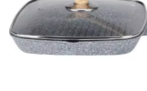 Mgc מטבח קלאסי 24 ס "מ מרובע טיגון מחבת אפור שחור נקודות לבן שחורות ידית נתיק כיסוי רצועת ארוך - Product Image 4