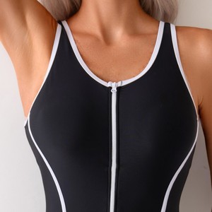 Nouveau <span class=keywords><strong>maillot</strong></span> <span class=keywords><strong>de</strong></span> <span class=keywords><strong>bain</strong></span> <span class=keywords><strong>de</strong></span> compétition une pièce décontracté <span class=keywords><strong>pour</strong></span> femmes taille haute <span class=keywords><strong>avec</strong></span> fermeture éclair couleur contrastée mince couvrant le <span class=keywords><strong>ventre</strong></span> - Product Image 5