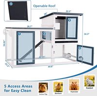 Cage à lapins mobile à 2 niveaux en bois avec toit imperméable et roues pour petits animaux d'intérieur et d'extérieur