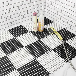 친환경 수영장 주방 샤워 매트 연동 스플라이스 방수 미끄럼 방지 욕실 매트 배수구가있는 목욕 매트
