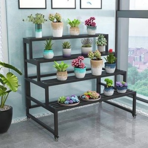Support à plantes à 3 ou 4 niveaux, style escalier, en métal, <span class=keywords><strong>porte</strong></span>-plantes en fer pour patio, étagère de jardin, pour grand pot de fleurs, résistant à la rouille - Product Image 4