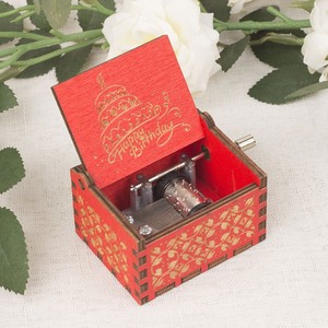 <strong>Happy</strong> Birthday <strong>Music</strong> Box Wooden Hand Crank Retro <strong>Music</strong> Sky City Gift for Boyfriend and Girlfriend