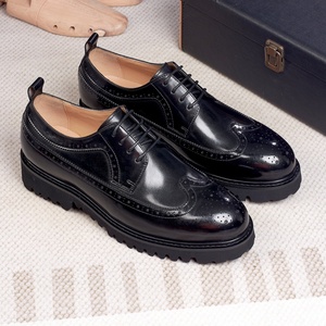 Chaussures Derby carrées pour hommes en cuir gaufré brocart, à lacets, rehaussantes, décontractées, pour usage quotidien et formel, résistantes à l'usure et antidérapantes - Product Image 3