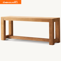 Table console en teck d'extérieur, moderne et durable, avec étagère ouverte, pour villa, cour, jardin, parc, hôtel, usage commercial