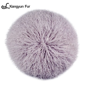 Gối Da Cừu Sofa Thiết Kế Hình Tròn Trang Trí Nhà Cửa Gối Lông Mông Cổ Mềm Bằng Da Cừu Tây Tạng - Product Image 1