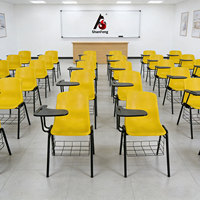 Table pliante moderne en plastique pour étude, conférence, chaises empilables pour l'école, structure en acier monobloc ou salle de classe universitaire