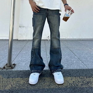 Di alta qualità 100% cotone OEM Streetwear ampio stile Vintage con lavaggio acido colore larghi e lavati <span class=keywords><strong>Jeans</strong></span> dritti da <span class=keywords><strong>uomo</strong></span> - Product Image 1