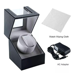 Automatic Rotation Single <b>Watch</b> Winder Box Leather Storage Display PU Wood Shell Black <b>Case</b> Box Gift - Product Image 5