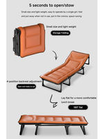 Lit simple pliant moderne pour la maison avec dossier métallique réglable et coussins, design chaise longue pour la sieste, idéal pour l'extérieur, les hôtels et les salons.