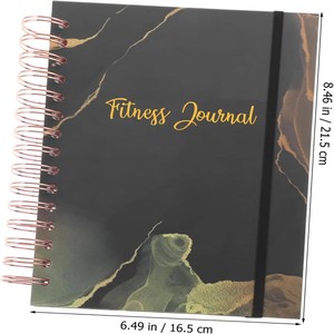 Cuaderno Espiral Profesional para Fitness, 6.49'x8.46', Libro de Registro de Entrenamientos con Diseño de Mármol, Planificador de Gimnasio con Banda Elástica para Hombres y Mujeres - Product Image 3