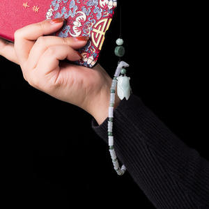 Cordon de téléphone court en jadéite naturelle du Myanmar, style bambou, tressé à la main, style chinois, pendentif féminin en jade CG35 - Product Image 4