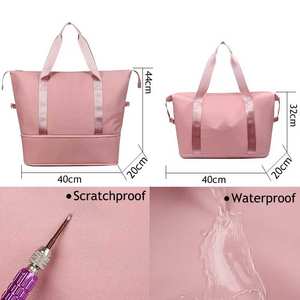 مخصصة كبيرة قابلة للتوسيع للماء خفيفة الوزن قابلة للطي الرياضة حمل صالة الألعاب الرياضية القماش الخشن اليوغا عطلة نهاية الأسبوع الكتف واق من المطر حقائب السفر - Product Image 2