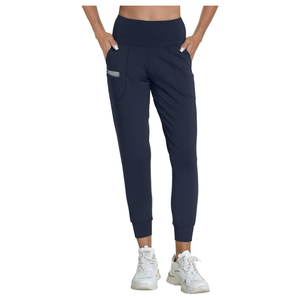 Pantalones Jogger de Cintura Media Color Azul Marino para Mujer |   Ropa Deportiva Elástica con Bolsillos Laterales Profundos |   Fabricante de Ropa de Yoga y Fitness OEM/ODM - Product Image 4