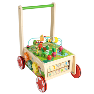 Cube d'activités en bois 9-en-1 pour tout-petits de 1 an et plus, <span class=keywords><strong>chariot</strong></span> d'activités avec blocs, trotteur en bois pour bébé avec labyrinthe de perles - Product Image 6