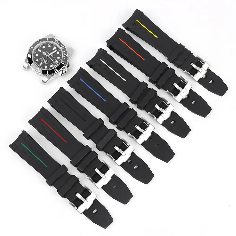 Fabrik Großhandel wasserdichtes Gummi Uhren armband GM 20mm Silikon kautschuk Uhren armband für R olex GMT Uhr