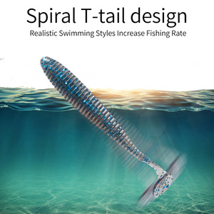 Cross Patterned T Tail Soft Bait Spiral Jig Head Hook Drop <b>Fishing</b> Bass Mandarin Fish Topmouth Culter <b>Floating</b> Lure - Product Image 3