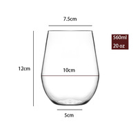 Verres à vin en acrylique transparent en gros, durables, résistants aux chutes, en forme d'œuf, sans pied, grande capacité, en forme de U