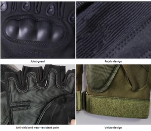 Guantes Tácticos de Medio Dedo para Motociclismo y Entrenamiento al Aire Libre - <span class=keywords><strong>Gel</strong></span> de Sílice y Poliéster con Parche Negro en la Palma para Caza, Deportes y Ciclismo - Product Image 5