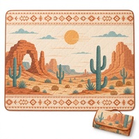 Tapis de pique-nique matelassé pliable pour l'extérieur, couverture de plage et de camping, imprimé cactus du désert du sud-ouest, tapis de sol familial
