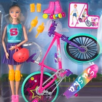 Poupées pour filles KSF de 11,5 pouces, jouets pour enfants, jouets d'imitation pour bébés, ensemble de poupées sur le thème du vélo pour les filles