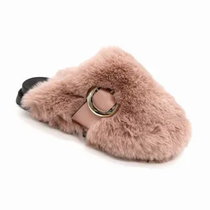 Women's chain Fashion furry Slide Slip On latest ladies slippers shoes and sandals