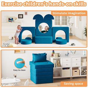 Canapé de jeu pour enfants, tapis anti-chute, tapis de sieste extra épais avec accoudoirs pour les enfants de 0 à 24 mois, utilisation domestique, tissu en mousse à haute élasticité - Product Image 3