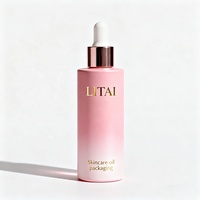 Flacon compte-gouttes d'huile essentielle vide personnalisé rose de luxe de 60ml 80ml Flacon de sérum cosmétique en verre de 30ml 50ml avec compte-gouttes en or rose