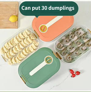 Organisateur de wontons réutilisable avec poignée, boîte à raviolis portable en plastique, étui de conservation pour pains vapeur au réfrigérateur - Product Image 2